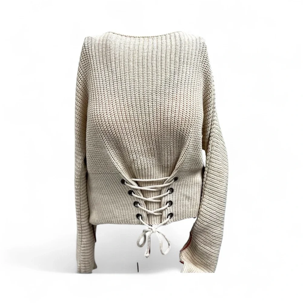 Miracle Women's Cream Sweater Cozy Cottagecore Medium - Picture 2 of 6